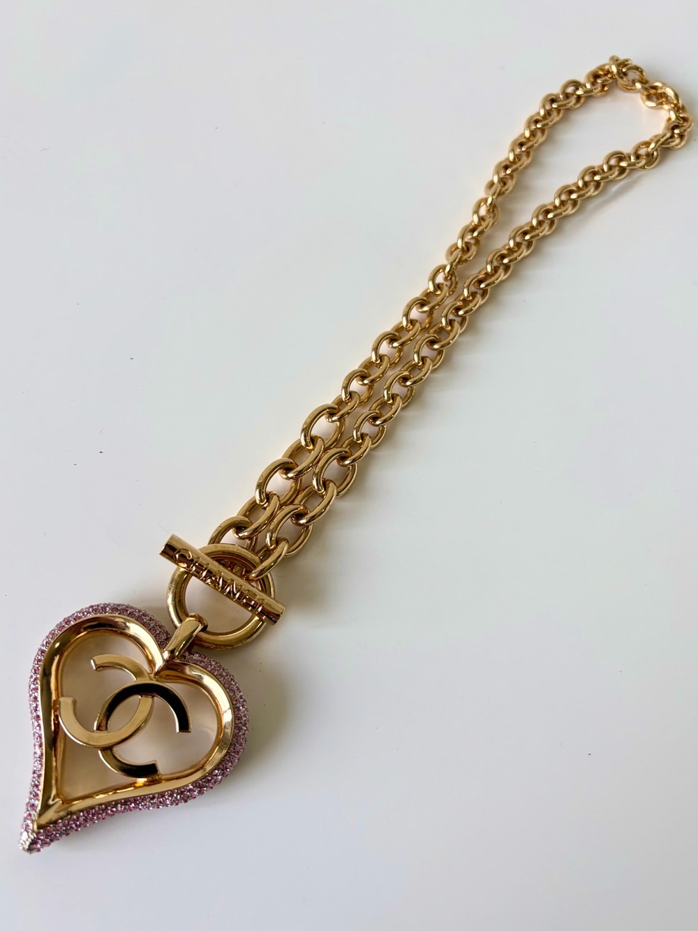 Chanel Crystal Heart Pendant Necklace